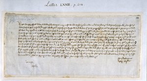 Carta de São Valentim de Margery Brews para John Paston III, fevereiro de 1477 (caneta e tinta no papel) de English School