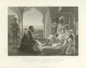 Vasco da Gama e o Zamorin de Calecute, 1498 de English School