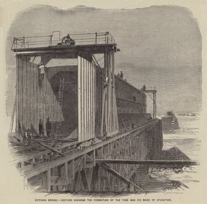 Ponte Victoria, secção mostrando a formação do tubo e o seu modo de estrutura (gravura) de English School