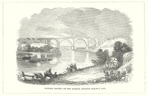 Ponte Victoria, na linha ferroviária de Durham Junction (gravura) de English School