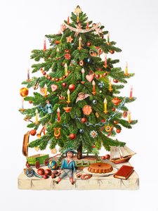 Cartão de Natal vitoriano, c.1880 (papel sucata) de English School