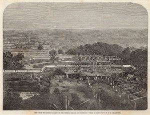 Vista da galeria sul do Palácio de Cristal em Sydenham de English School