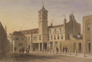 Vista da Casa da Ponte em Bridge Yard, Tooley Street, 1846 (wc no papel) de English School
