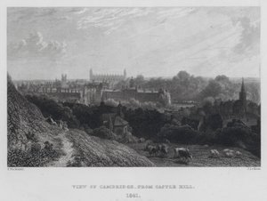 Vista de Cambridge, de Castle Hill (gravura) de English School