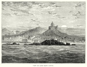 Vista do Castelo de Cape Coast (gravura) de English School