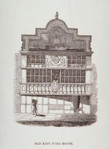 Vista da East India House, com figura na frente, c.1700 de English School