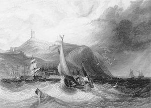 Vista do Castelo de Scarborough do Mar, 1894 de English School