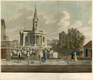 Vista, de, st, pauls, igreja, Deptford, londres, e, casa reitoria