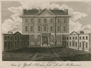 Vista da York House (mais tarde a Albany), casa do falecido Lord Melbourne de English School
