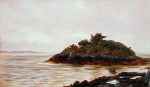 Vista de uma ilha (óleo sobre painel) de English School