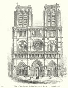 Vista da fachada da Catedral de Paris (gravura) de English School