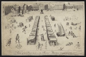 Vista da feira realizada no rio Tamisa, 1683-1684 de English School