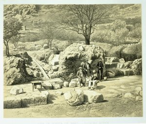 Vista do Templo de Marte, de A History of Disoveries em Helicarnassus, Cnidus, & Branchidae, de Charles Thomas Newton (1816-94), publicado em 1862 de English School