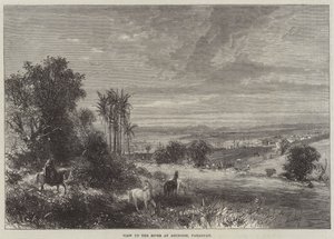 Ver rio acima em Assunção, Paraguai (gravura) de English School
