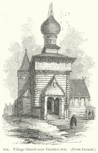 Igreja de aldeia perto de Tzarskoe Selo (gravura) de English School