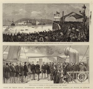 Visita de Suas Altezas Reais os Príncipes Albert Victor e George do País de Gales a Dublin (gravura) de English School