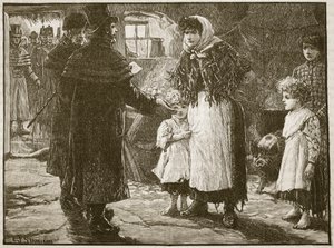 Visita do dízimo Proctor, Irlanda, 1832, ilustração da história ilustrada de Cassells da Inglaterra (foto sépia) de English School