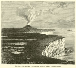 Vulcão, em, amsterdão, ilha, sul, oceano índico de English School