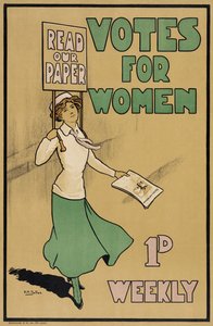 Votes for Women, de The Suffragette, pub.1912 (litografia a cores) de English School