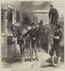Voyage of the Prince of Wales to India, exercendo o Príncipe de Gales a bordo do HMS Serapis (gravura) de English School