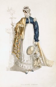 Vestido de passeio, placa de moda de Ackermanns Repository of Arts de English School