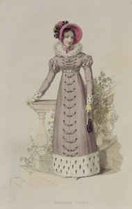 Vestido de passeio, placa de moda de Ackermanns Repository of Arts de English School