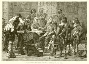 Wallenstein e Tilly segurando um conselho de guerra (1626) de English School