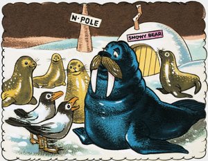 Morsa e gaivotas no Pólo Norte de English School