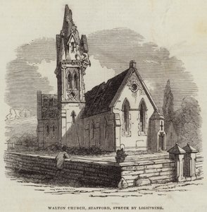 Igreja Walton, Stafford, atingida por um raio (gravura) de English School