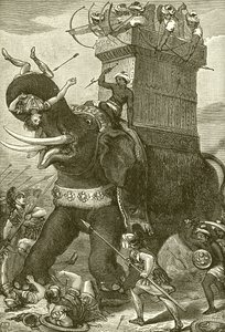 Elefante de guerra no exército do rei Dario de English School