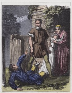 Wat Tyler and the Tax-Gatherer (gravura colorida) de English School