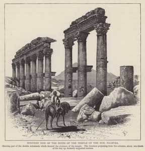 Lado ocidental das ruínas do Templo do Sol, Palmira (gravura) de English School