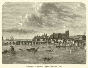 Ponte de Westminster, da visão de Canaletti (gravação) de English School