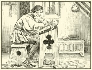 William Evesham Writing (tinta no papel) de English School