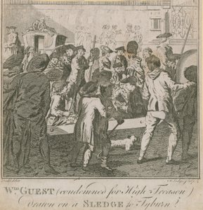 William Guest, condenado por alta traição, atraído por um trenó para Tyburn de English School