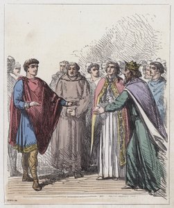 Guilherme da Normandia e Eduardo, o Confessor (gravura colorida) de English School