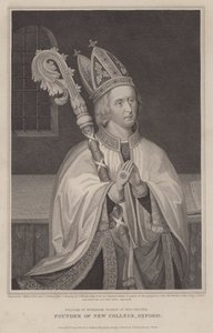 William of Wykeham, Bispo de Winchester, fundador do New College, Oxford (gravura) de English School