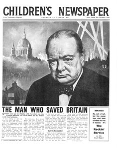 Winston Churchill: O homem que salvou a Grã-Bretanha, primeira página do &39;The Children&39;s Newspaper&39;, novembro de 1964 (papel de jornal)