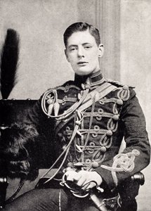 Winston Churchill como segundo tenente dos Hussardos da 4ª Rainha, de &39;A Roving Commission de Winston S. Churchill&39;, publicado pela Scribner&39;s, 1930 de English School