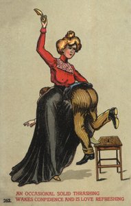 Mulher batendo no marido com um sapato