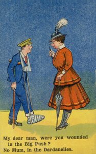 Mulher a cuidar de um soldado ferido (litografia a cores) de English School