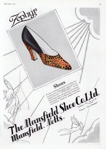 Anúncio de sapato feminino, década de 1930 de English School