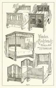 Bedsteads de madeira, por curar e filho e JS Henry and Company de English School