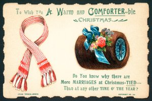 Cachecol de lã e peles Muff, cartão de Natal de English School