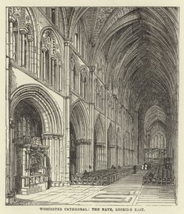 Catedral de Worcester, a nave, olhando para o leste de English School