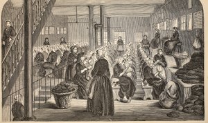 Sala de trabalho, no sistema silencioso, na casa da correção, Tothill Campos, ilustração das prisões criminosas de Londres e cenas da vida da prisão por Henry Mayhew e por John Binny, bar. 1862 (eng de English School