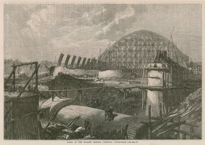 Obras do terminal ferroviário de Midland na Euston Road de English School