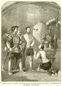 Wyatt, a caminho da execução, solenemente exonerando a princesa Elizabeth e Courtenay de English School