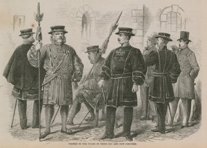 Yeomen da Guarda em seus trajes antigos e novos de English School