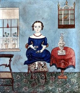 Young Girl Dancing on a Chair in an Interior, c.1840 (aguarela sobre papel) de English School